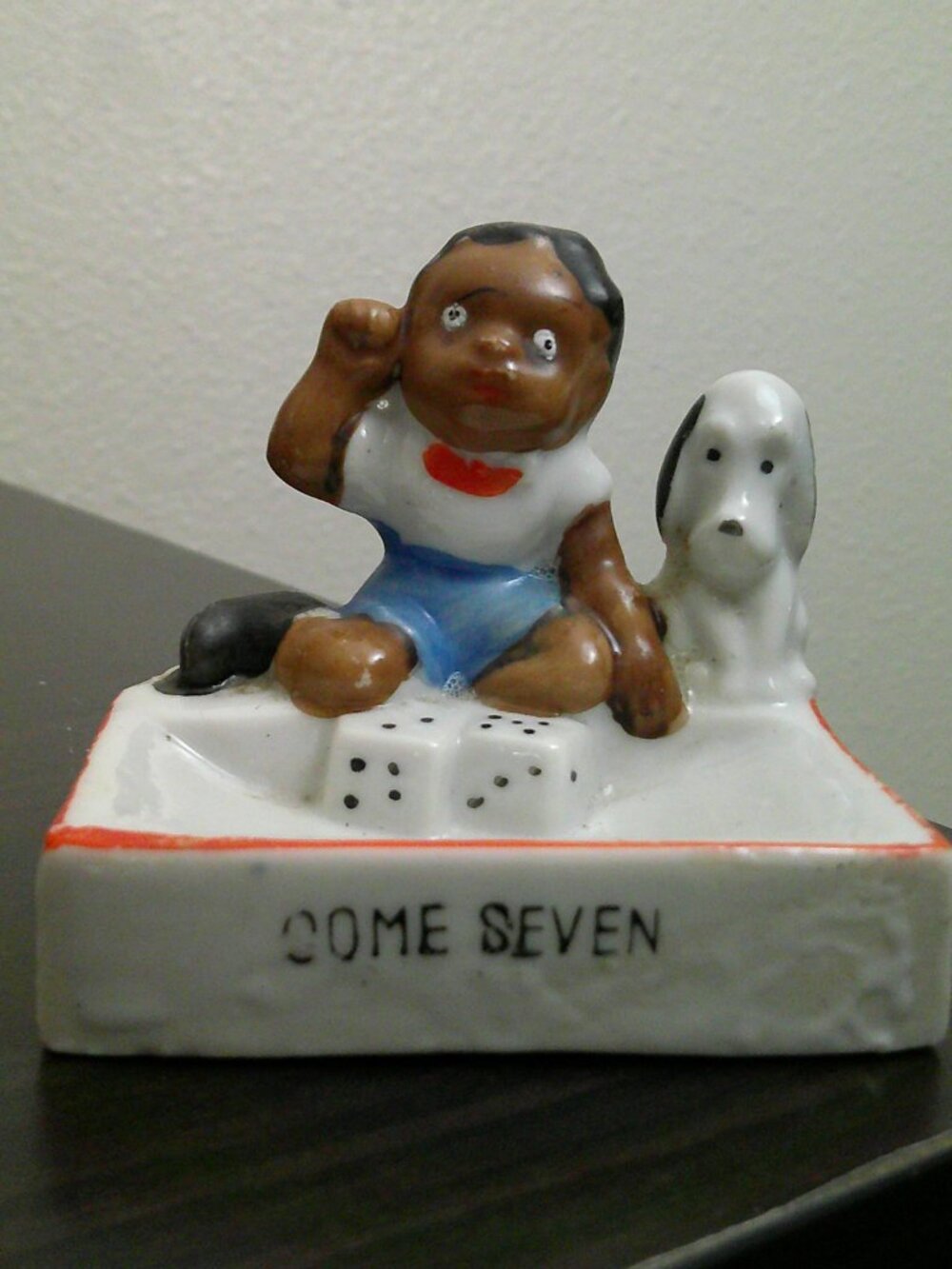 VTG Japan Black Americana Ceramic "Come Seven" trinket dish - Picture 6 of 9